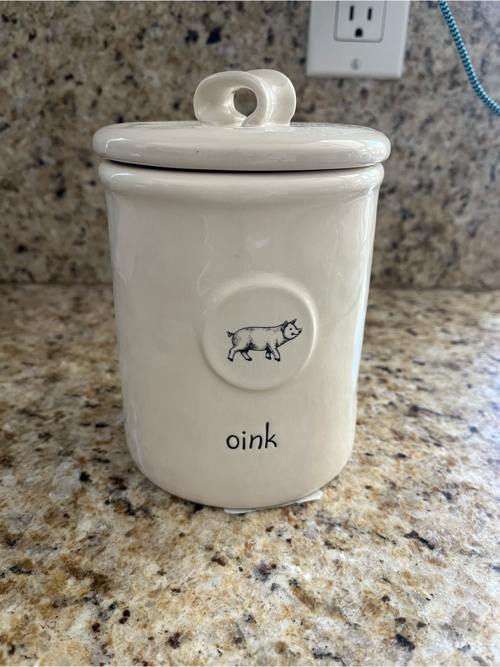 Rae Dunn Ceramic Canister with Pig Oink Farmhouse